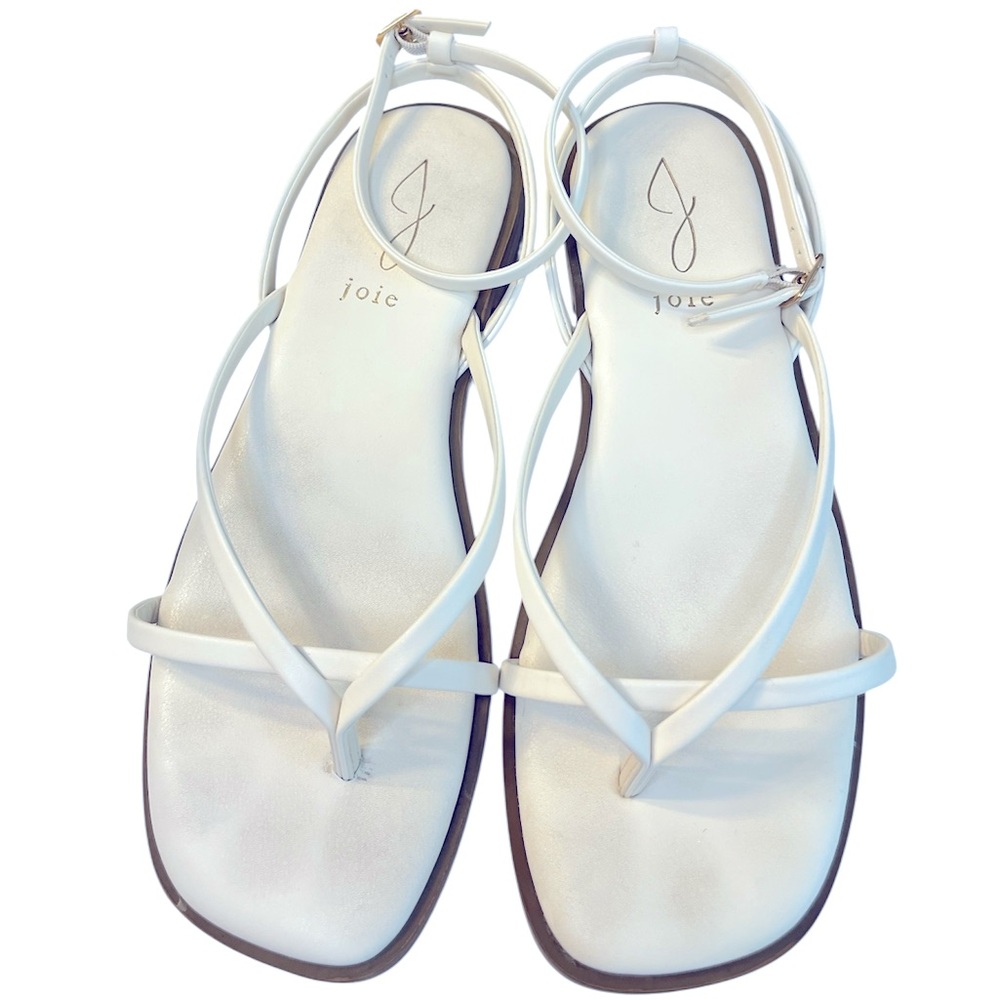 Joie White Minimalist Sandals with CrissCross Straps Neutral Cottagecore Minimal - Picture 2 of 5